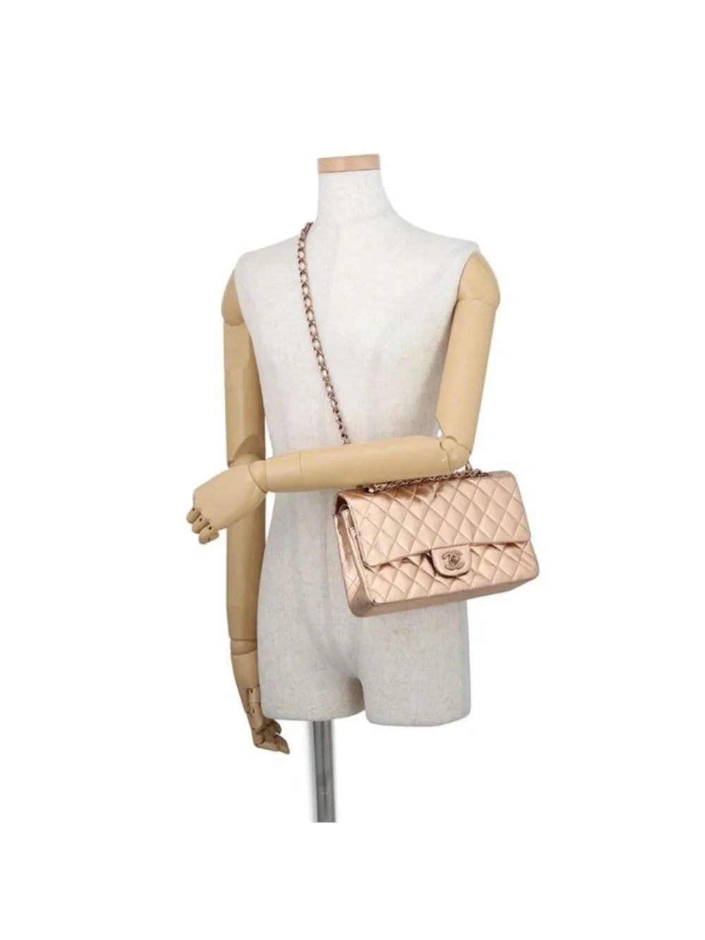 Chanel Chain Shoulder Bag Quilted 25 Double Flap Metallic Calf Leather Mobile